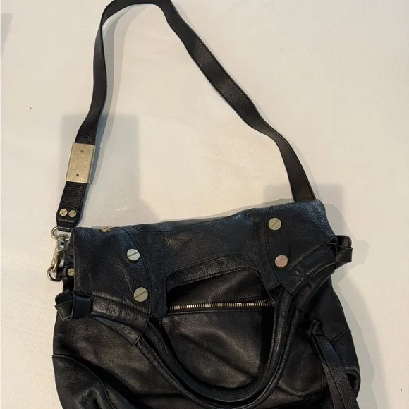 Foley + Corinna Black Leather Shoulder Bag with Silver Accents - Picture 13 of 13